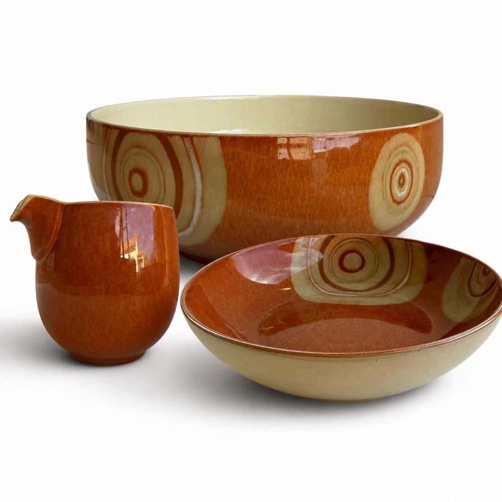 Denby England Fire Chili 3-Piece Serving Set | Serving Bowl, Pasta Bowl Creamer